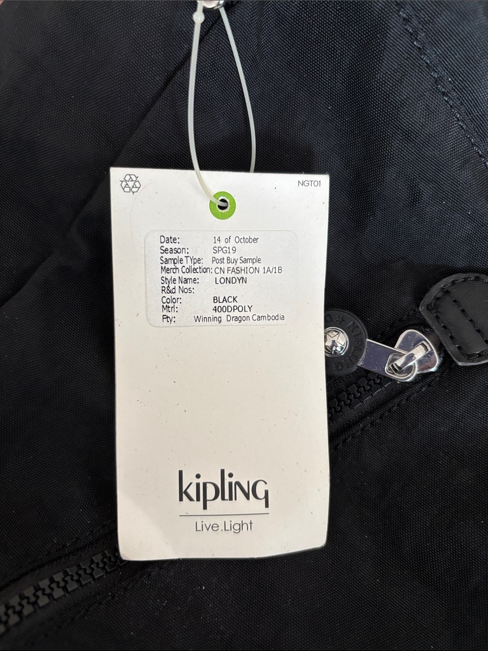 Kipling Londyn Black Curved Shoulder Hobo Bag - Picture 3 of 6